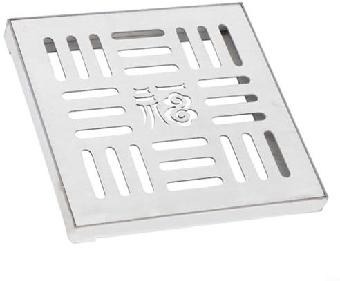 Scarico a pavimento in acciaio inox con telaio, griglia di drenaggio per esterni, griglia di drenaggio per acqua piovana per vialetti, giardini e spazi pubblici (150 x 150 x 20 x 2 mm)