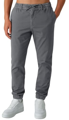Smith & Solo Men's Chino Trousers – Casual Trousers Chino Trousers Cotton Work Trousers Men with Drawstring Jogging Bottoms Regular Chinos Long, charcoal, XXL