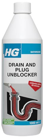 HG Drain and Plug Unblocker, Effectively Removes Blockages & Cleans Blocked Drains Fast, for Blocked Drain Pipes in Sinks or Shower Traps (1 Litre)