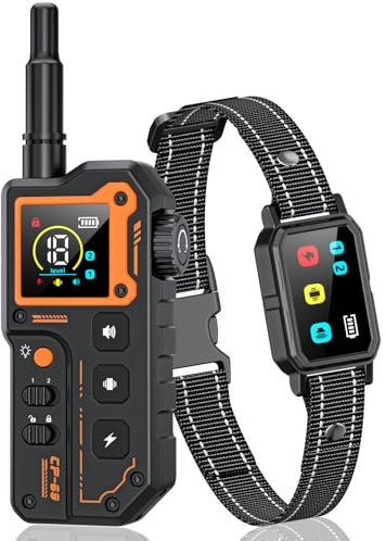 Collier de Dressage pour Chien, Portée 3000 Mètres, Collier Électrique pour Chien avec Télécommande, 4 Modes Lumières/Son/Vibration/Choc, Résistant à l'eau IP67, Adapté Aux Chiens de Petits et Grands
