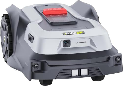 RoboUP Robot Tondeuse sans Fil Périphérique T600, RTK+IA Robot Tondeuse, Zones de Tonte Illimitées, Réglages de Tonte Personnalisés, Détection d’Obstacles en Temps Réel, Pente 20°