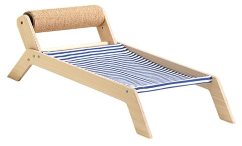 Katzen Strandkorb, Katzen-Strandbett, erhöhtes Katzenbett für Sommer und alle Jahreszeiten mit Sisal-Kratzbrett für drinnen und draußen (Strand-Sisal-Rollbett)