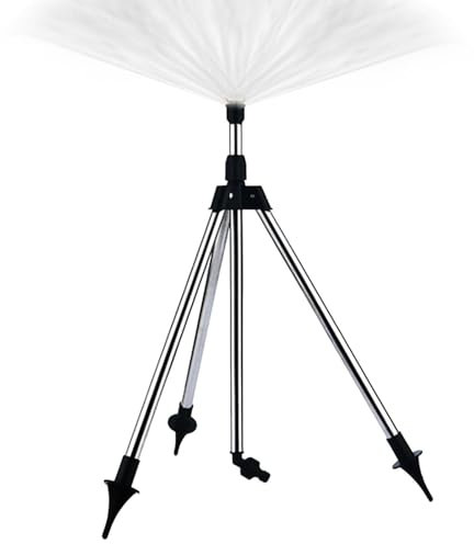 Iouyjiu Tripod Wassersprinkler, um 360 ° drehbar, für Bewässerung, großer Bereich, Sprinkler für Garten und Landwirtschaft, Bewässerung, wetterfest und wiederverwendbar