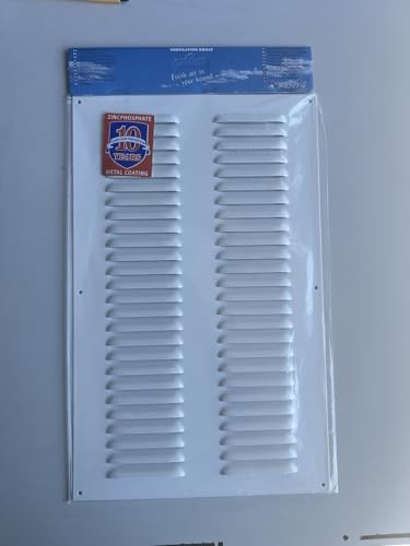 250 x 400 mm Lüftungsgitter Metall mit Insektenschutz – weiß pulverbeschichteter Stahl – rechteckige Abdeckung für Wand & Decke – Zu- & Abluftgitter für Heizung, Klima, Lüftungssysteme