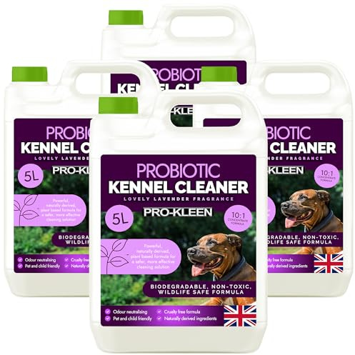 Pro-Kleen ProBiotic Kennel Cleaner 4 x 5L - Cleans & Neutralises Odours - Biodegradable, Non-Toxic, Wildlife & Pet Safe - Naturally Derived Ingredients - Cruelty Free & Vegan (Lavender Fragrance)