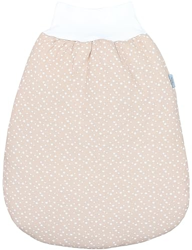 TupTam Baby Unisex Strampelsack mit breitem Bund Wattiert, Farbe: Kleine Sternchen/Beige, Größe: 0-6 Monate