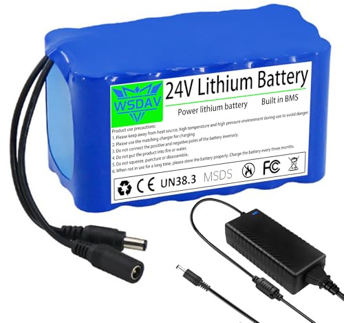 WSDAV Batteria agli ioni di Litio da 24 Volt 24V 2,5AH 3AH 6AH 9AH 12AH 15AH 20AH 25AH 30AH 35AH Batteria al Litio per Motore 0-850W con Caricabatterie