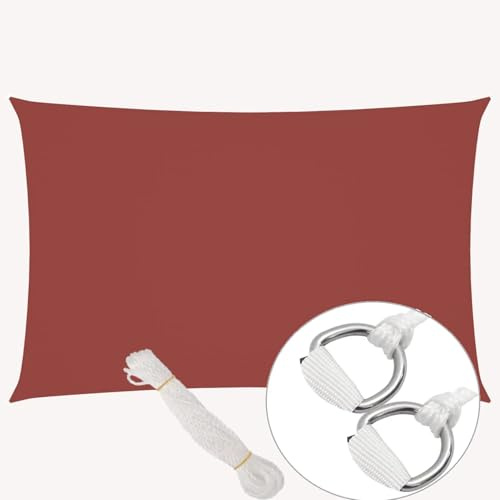 HOMELEN Tenda da sole in tessuto Oxford, rettangolare, 5 x 7 m, colore rosso terracotta, tenda parasole per giardino, terrazza, pergolato e balcone, protezione UV al 90%, kit di montaggio