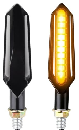 Cretassion 2 Stück E-Geprüft 12V Led Motorrad Laufeffekt Blinker, Schwarz Universal Lauflichtblinker, Hohe Helligkeit Wasserdicht Motorrad Blinker für Motorrad, ATV, Quad, Roller, Scooter