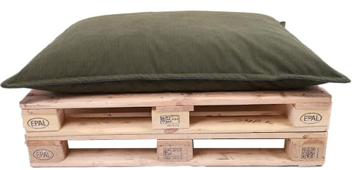 TexDeko® Cord Palettenkissen 120x80x18 cm (nur Sitzkissen) Dunkelgrün | Weicher Cordstoff, wasserabweisend, UV-beständig, waschbarer Bezug, Indoor & Outdoor Palettenpolster, 320 g/m² Stoffgewicht