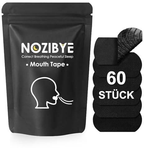 Nozibye Mundpflaster Schnarchen, Hypoallergenes Mouth Tape for Sleeping, Anti Schnarch Schlafband - 60er Pack