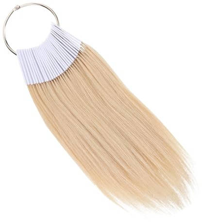 Échantillon de Couleur Cheveux Humain 30 Pièces, Anneau PVC Blanc | Mèches Naturelles Réutilisables, Peuvent être Coupées et Bouclées, Fournitures de Salon, Beige
