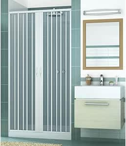 BOX DOCCIA IN PVC A SOFFIETTO BIANCO 1 LATO APERTURA CENTRALE MISURA DA 70 CM 80 CM 90 CM 100 CM 110 CM 120 CM 130 CM 140 CM 150 CM 160 CM 170 CM 180 CM 190 CM 200CM MADE IN ITALY (180 xh185cm)