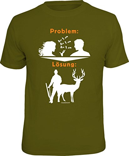 RAHMENLOS Original Geschenk T-Shirt für den Jäger: Problem blabla, Lösung: Jagen