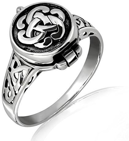 WithLoveSilver 925 Sterling Silber Triquetra Keltischer Knoten Trinity Siegelring Medaillon Ring für Damen Herren (10)