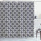 ABAKUHAUS Géométrique Rideau de Douche, Mandala Japonais, Tissu Ensemble de Décor de Salle de Bain avec Crochets, 175 x 200 cm, Crème Bleu Foncé