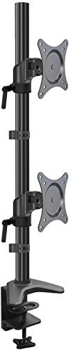HFTEK - Vertikal-Tischhalterung mit Neig-, Schwenk- und Rotierfunktion - dual - für Monitore bis 27 Zoll - VESA 75/100 (FY512HDB)