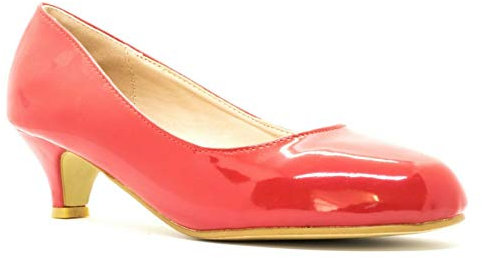 Gizelle Damen Kitten-Heel Pumps, rotes Leder, 46 EU