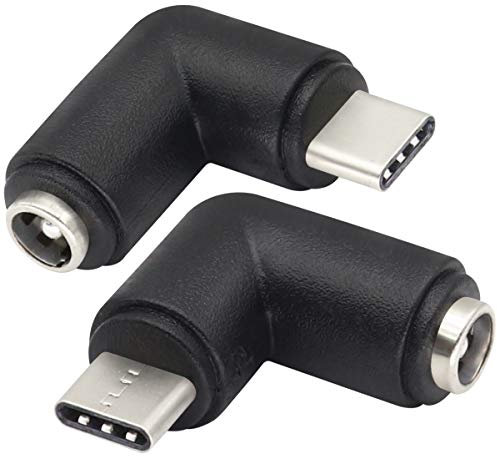 AAOTOKK 90 Degree Type C USB Male to DC 5.5x2.1mm Female Connector DC Barrel Jack Power Adapter 5V Connector for Type C USB Charging Device (2Pack)