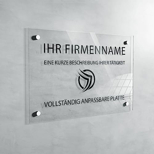 Troglass-Türschild - Bedruckte Platte zum Anpassen - Anpassbare Abmessungen - 13 Farben (Transparent)