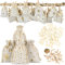Papierdrachen 24 Adventskalender Stoffsäckchen zum Befüllen - mit XXL Holzzahlen von 1-24 - Geschenksäckchen - Gold Bedruckt