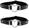 Daimay Leder Strumpfband 2 PCS Oberschenkel Ring Harness Suspender Gothic Strapsbänder Verstellbare Herz - Doppelter Nagel Schwarz