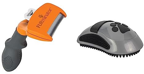 Furminator deShedding-Tool Hund Größe M Kurzhaar - Hundebürste für mittelgroße Hunde zur Entfernung der Unterwolle - Verbessertes Design & Striegel für Hunde und Katzen, Grau