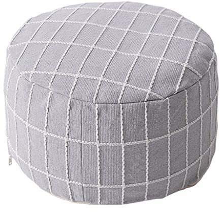 MagiDeal Ungefüllter Pouf Cover Runde Handgemachte Gewebte Große Böhmische Fußstütze Sack Stuhl Bodenkissen für Aufenthaltsraum Home Patio, grau