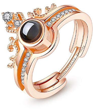 Aport Presents Ich Liebe Dich 100 Sprachen Liebevoller Gedächtniskrone Ring Für Mädchen, Frauen Und Deinem Valentinstag, Verlobungsring (Roségold) #Aport-3275