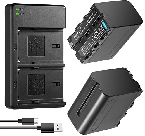ENEGON NP-F970 Batterie (8400mAh 2-Pack) et kit Chargeur LCD Compatible avec Sony NP-F930 NP-F950 NP-F960 Batterie et Sony CCD-SC55, TR516, TR716, TR818, TR910, TR917