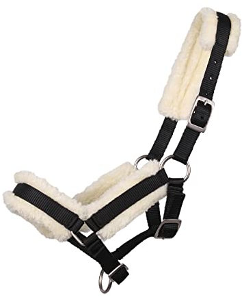 ARBO-INOX Fohlenhalfter mit Kunstfell Halfter 3-Fach verstellbar (Pony Fohlen, Schwarz)