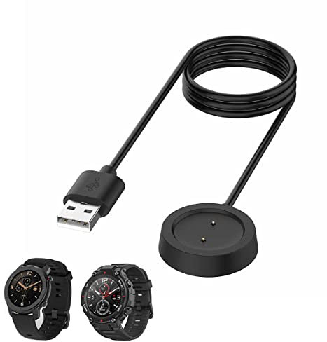 HOMTERN Cargador Compatible con Amazfit T-Rex/GTS/GTR 42mm/GTR 47mm,Cable de Carga USB de 3.3 pies, Base Estable y Cargador de Seguridad, Accesorios de Repuesto para Reloj Inteligente