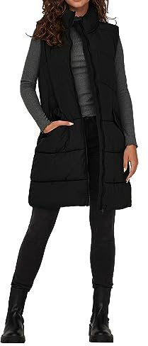 ONLY Onlmatilde Long Waistcoat Otw Noos Gilet, Nero, M Donna