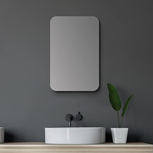 Talos Spiegelschrank Bad oval 40 x 60 cm – Badezimmer Spiegelschrank mit hochwertigem Aluminium Korpus in matt schwarz und 2 Glaseinlegeböden