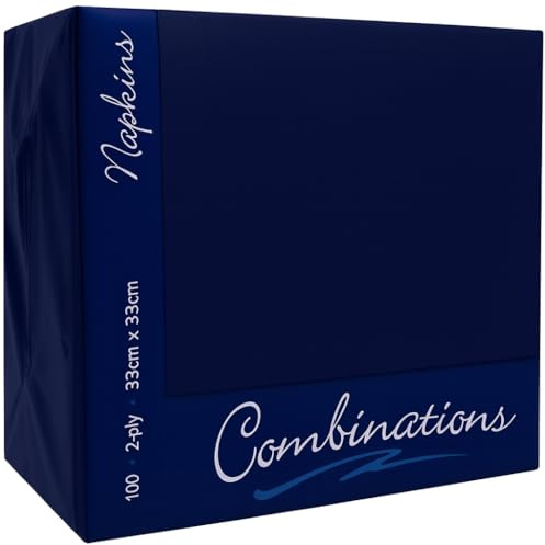 ISUPLI Paper Napkin 100 Pack – Premium Dark Blue 2-Ply Disposable Serviettes 33x33cm | Soft, Absorbent Tissue Paper Kitchen Towel Hand Towels for Cocktail Parties