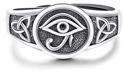 CHENGHONG Wikinger Ring Herren Silber 925 Verstellbare Auge des Horus Ringe Keltische Wikinger Schmuck Rune Amulett Schmuck Geburtstag Geschenke für Männer…