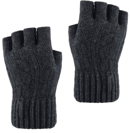 Larcele Alpaka-Wolle Herren Stulpen Wärmer Halbfinger Winter Handschuhe BZST-04 (Dunkelgrau)