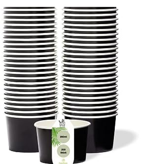 DeinPack 200 Eisbecher 350 ml | Universal Karton schwarz unbedruckt rund | 200 Stück, Umweltfreundlich, Universal Karton, für EIS, Dessert, Fingerfood, Vorspeisen, Snacks, unbedruckt