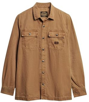 Superdry Men's Canvas Workwear Overshirt T-Shirt, Sandstone Brown, L