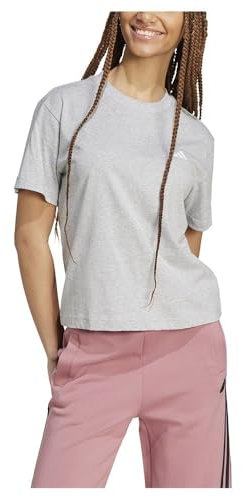 adidas Mujer Essentials Small Logo T-Shirt, Medium Grey Heather, M