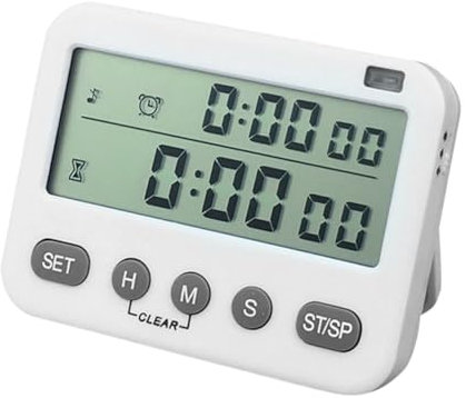 Amosfun Double Screen Digital Küchentimer Mit Lautem Alarm Sek Countdown Stoppuhr Für Labor Küche Magnetisch Ohne Batterie Weiß