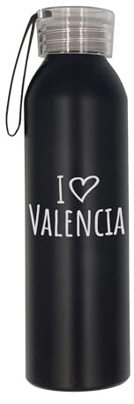 Lauthings I Love Valencia City Travel Spain Art Botella de agua grabada de acero inoxidable duradera