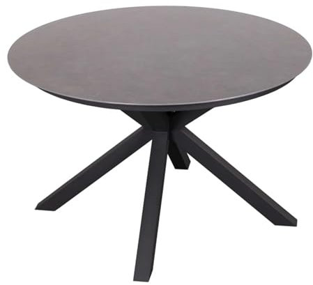 MR. DEKO® Gartentisch Almeria Light Grey | Tisch mit gesinterter Steinplatte 120 x 90 x 76 cm (LXBxH) | Schwarzes Cross-Tischgestell aus Aluminium | Keramikplatte für Outdoor bis 6 Personen