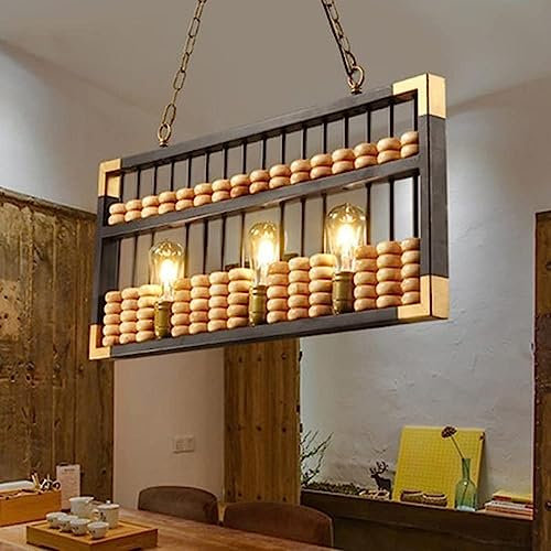 Luces colgantes, industrial de madera de metal en V, lámpara colgante de granja, lámpara de techo rústica, lámpara de techo E26, luces for mesa de comedor, cocina, isla, bar, lámpara colgante retro, 3