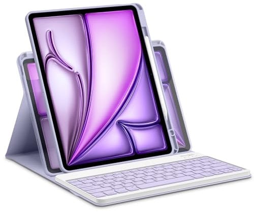Bettdow for iPad Air 13 Inch M3 2025/ M2 2024 Keyboard Case, Horizontal/Vertical Use, UK Layout Detachable Keyboard with Case for Air 13 M2 2024/ M3 2025/ Pro 12.9 Inch 3rd/4th/5th/6th (Purple)