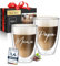 ElbFuchs® Doppelwandige Latte Macchiato Gläser | MAMA + PAPA | 2x 350ml [GESCHENK FÜR ELTERN] Thermogläser für Cappuccino | Kaffegläser | Teegläser