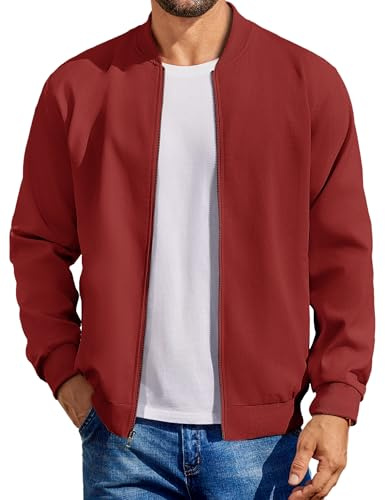 Coofandy Herren-Bomberjacke aus Baumwolle, leichte Fliegerjacke, lässige Softshell-Collegejacke