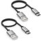 deleyCON USB-C Cable Set (2 Pieces Each 0.30 m) 30 cm Short Nylon Charging Cable Data Cable USB Type C Metal Connector Charging & Synchronising Mobile Phone and Smartphone