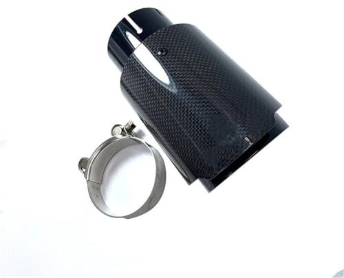 DZSLLOOI Auspuffblenden Glänzendes Schwarzes Rohr Aus Kohlefaser + Edelstahl Universal-Auspuffrohr Für Automobile Endrohrblenden Blende(80MM IN-101MM Out)
