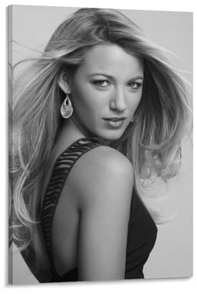 SANWYA Blake Lively Poster für Schlafzimmer, Prominente, dekoratives Gemälde, Rahmen-Stil, 60 x 90 cm, Schwarz und Weiß, 2 Stück
